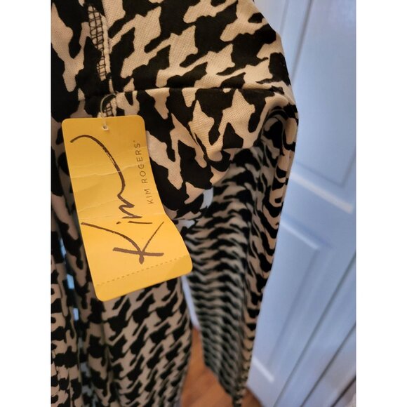 NWT Black/White Houndstooth Knit Zip Up Jacket L Retro Preppy Twee Mod Style - Picture 6 of 6